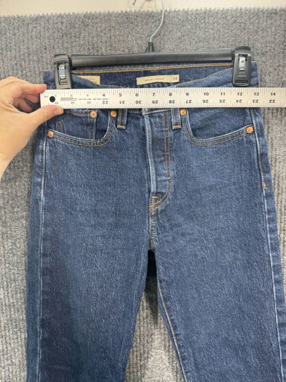 Levis Wedgie Straight Jeans Womens 24x26 Blue Dark Button Fly High Rise Denim - Picture 8 of 11